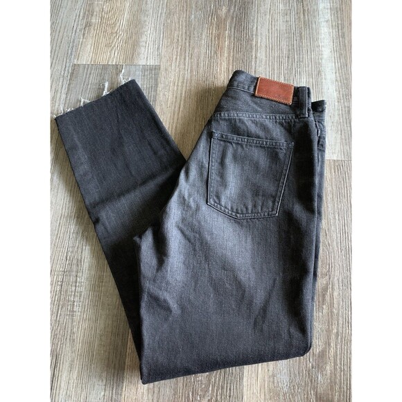 Madewell The Perfect Summer Black Denim Cotton Whisker Raw Hem Jean 26 X 27 - Picture 1 of 9